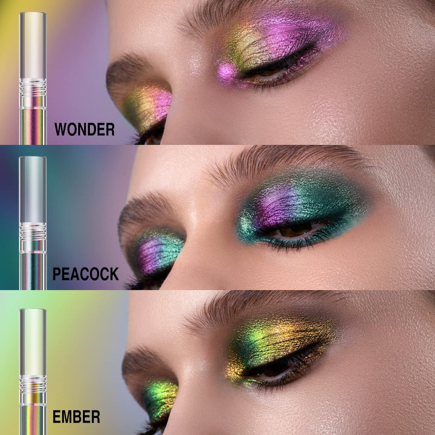 Jolilab Metallic Liquid Chameleon Eyeshadow, Multi-Dimensional Eye Looks, Long-lasting Holographic Glitter Multichrome Eyeshadows Makeup
