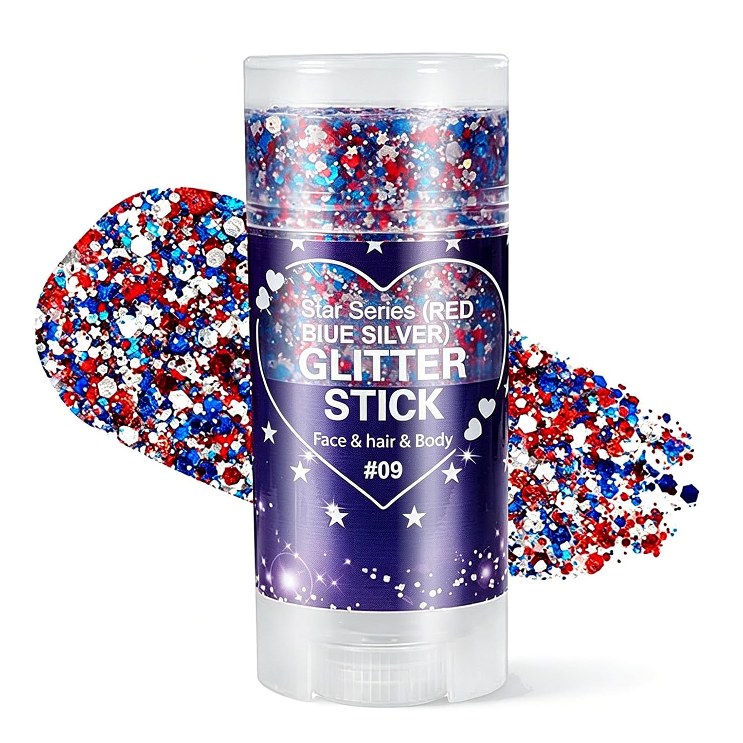 4th of July Glitter Stick, Body Glitter Stick,Mardi Gras Accessories,Sparkling Face Hair Glitter,Mermaid Sequins Chunky Glitter Face Paint,Singer
