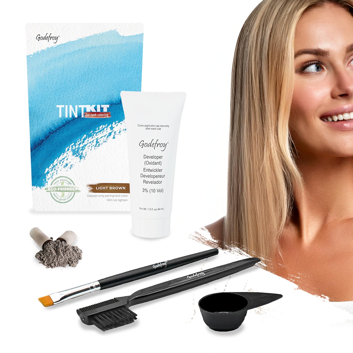 Godefroy Hair Color Tint Kit for 100% Gray Coverage, Light Brown, 20 Applications, Long-Lasting Root Touch-Up for Men & Women, Pre-Measured Capsules