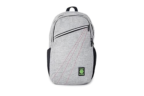 DIME BAGS Backpack with Padded Laptop Compartment, Durable Hempster Material, 11 Storage Pockets, For Travel & Daily Use, City Dweller (Silver)