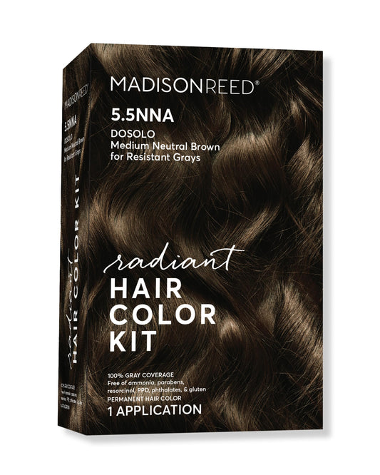 Madison Reed Radiant Hair Color Kit - 100% Gray Coverage for Resistant Grays, 5.5NNN Dark Brown with Warm Golden Tones (Modena Brown) | PPD-Free