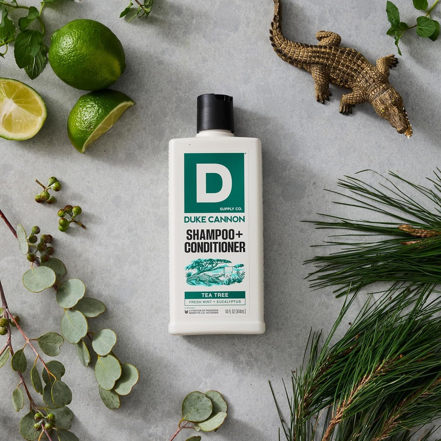 Duke Cannon Supply Co. Tea Tree 2-in-1 Shampoo and Conditioner for Men - 14 fl oz - Fresh Mint + Eucalyptus Scent - Made with Tea Tree Oil & Menthol