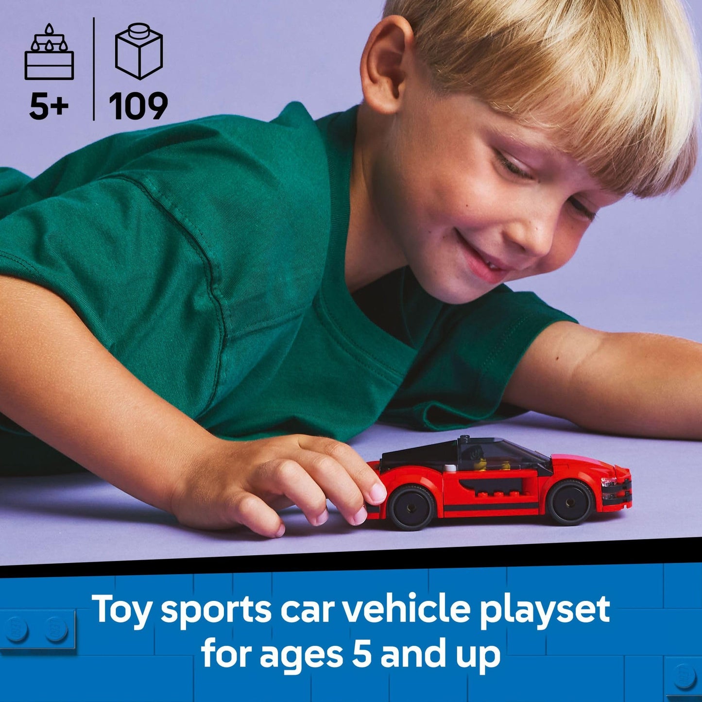 LEGO City Red Sports Car Toy – Building Set for Kids Ages 5+ with Driver Minifigure – Fun Birthday or Holiday Gift – 60448