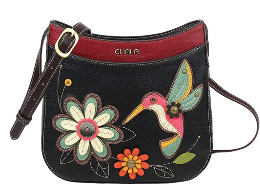 Chala Handbags Hummingbird Crescent Crossbody Handbag Purse, Hummingbird Lovers Fashion CHALA