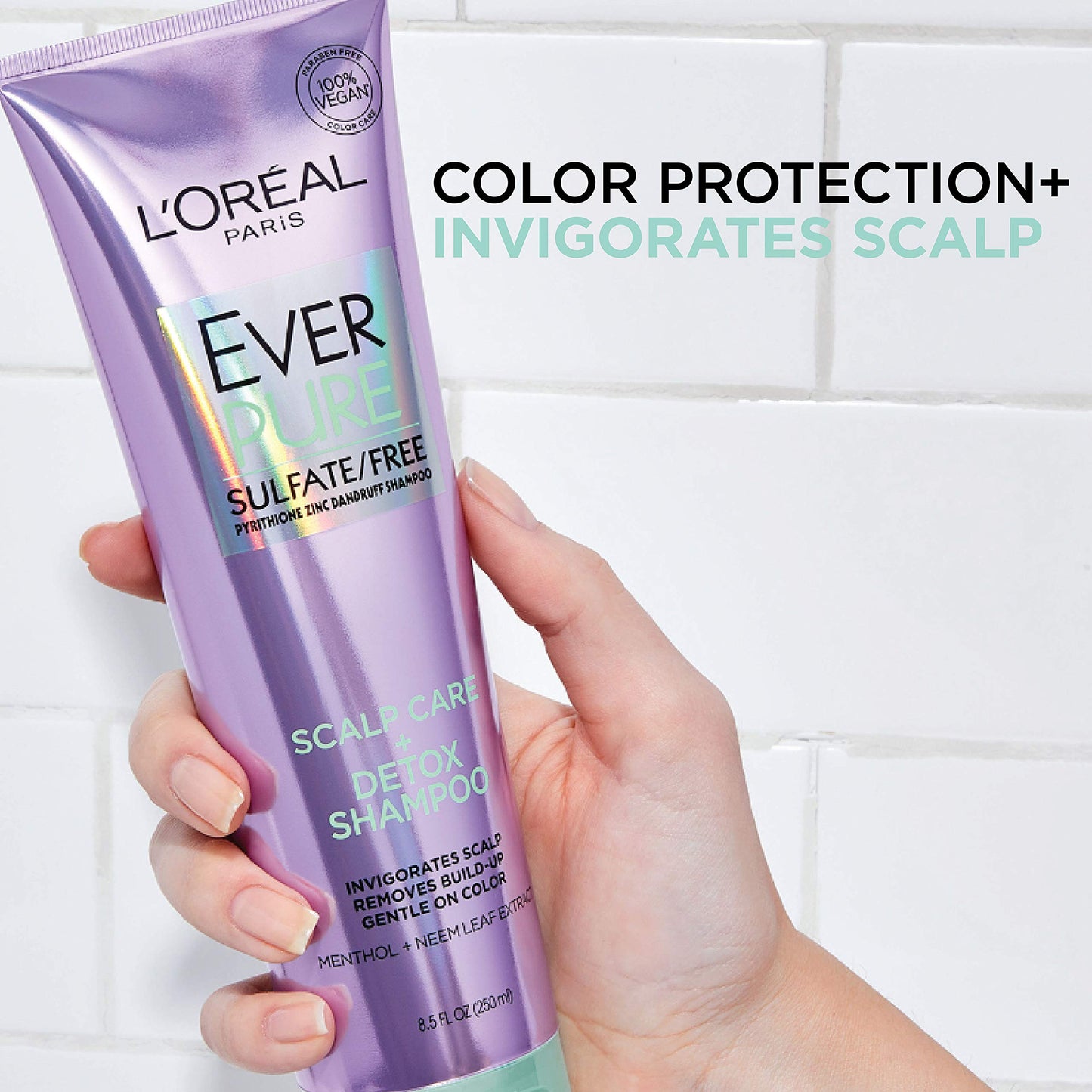 L'Oreal Paris EverPure Scalp Care + Detox Sulfate Free Conditioner for Color-Treated Hair, Invigorates Scalp and Renews Hydration, Menthol and Neem