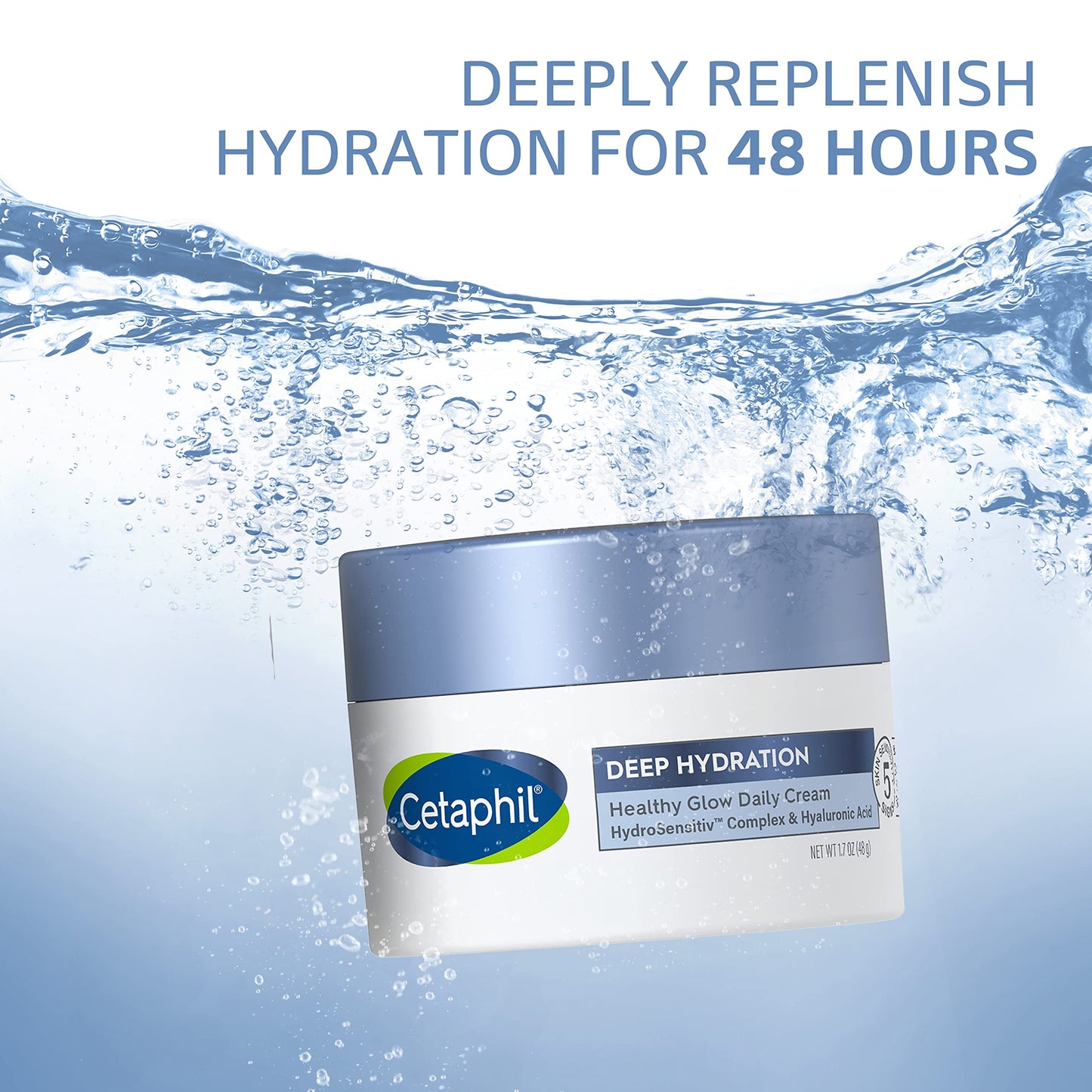 Cetaphil Deep Hydration Fragrance Free Healthy Glow Daily Face Cream, 1.7 oz, 48Hr Dry Skin Face Moisturizer for Sensitive Skin, With Hyaluronic Acid