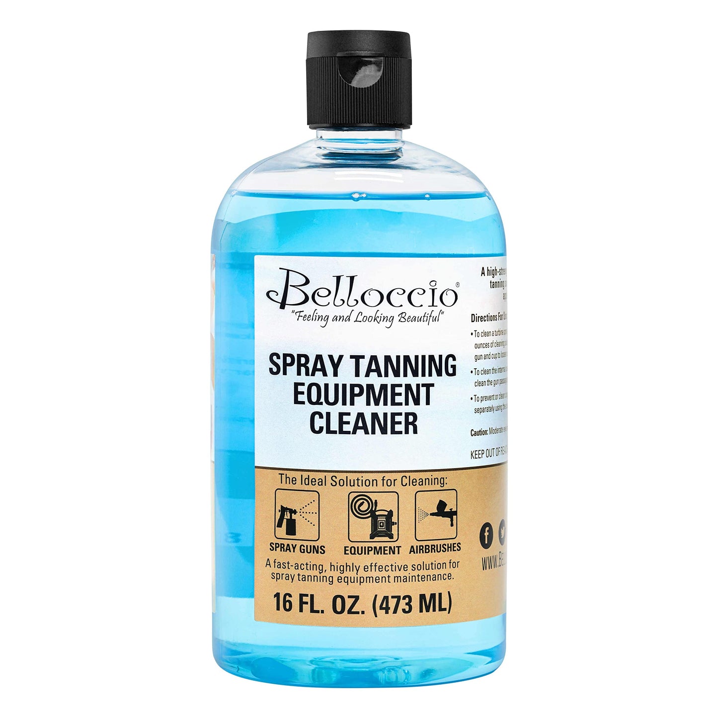Belloccio Spray Tanning Equipment Cleaner, 16 Ounces - Fast Acting Cleaning Solution, Clean All Airbrush Spray Tanning Application Guns, Airbrushes