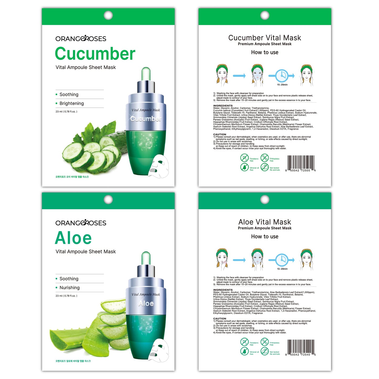 OBS Lab Orangeroses 30-Pc Sheet Mask Combo – Korean Facial Skincare for Moisturization, Wrinkle Care & Brightening | Simple & Effective Routine