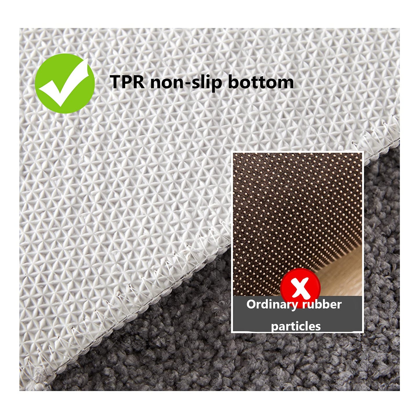 Bath Mat Bathroom Rug Curved Bath Rug Semi Circular Shower Mat Non Slip Kitchen Durable - White 40*75CM