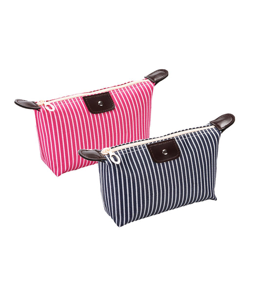 THTAJ 2 Pack Makeup Bag – Preppy Travel Cosmetic Pouch, Nylon Toiletry Bag, Light Pink Skincare Organizer & Tiny Makeup Bag Set