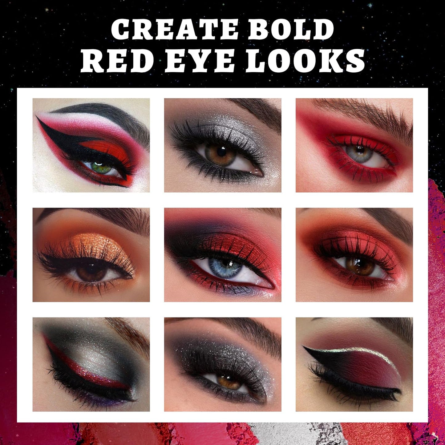 UCANBE Red Eyeshadow Makeup Palette, 15 Colors Burgunry Gray Silver Shimmer Matte Glitter Metallic Eye Shadow Pallet, Pigmented Make Up Kit Beauty and Personal Care UCANBE