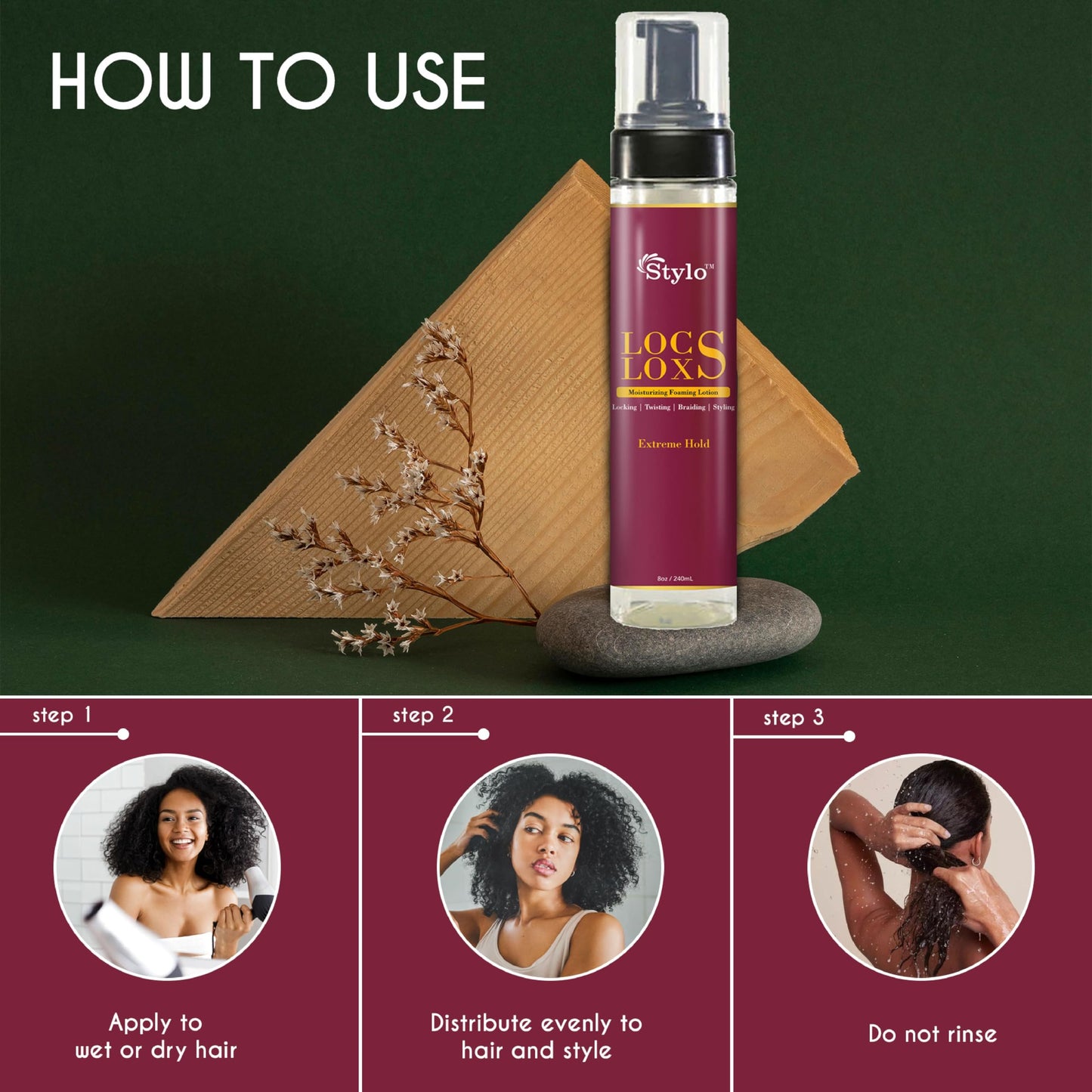 J. AMILA Stylo Locs Moisturizing Foaming Lotion - 8oz Extreme Hold for Ultimate Style and Moisture in Your Locks.