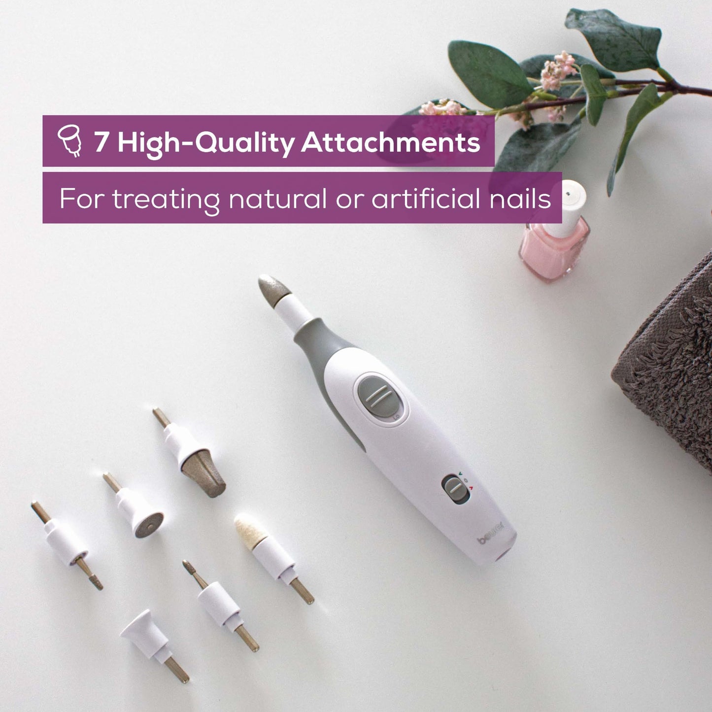 Beurer MP32 Electric Nail Drill with 7 Attachments, Manicure/Pedicure Set with 2-Speed Levels & Dual Rotation for Salon-Quality Nail Care at Home