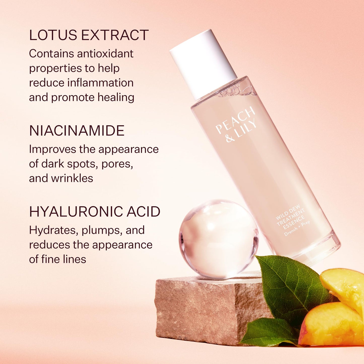 Peach & Lily - Wild Dew Treatment Essence (3.38 oz) - Drench, Plump, & Prep - Featherlight - Hyaluronic Acid, Adenosine, Lotus Extract, & Niacinamide