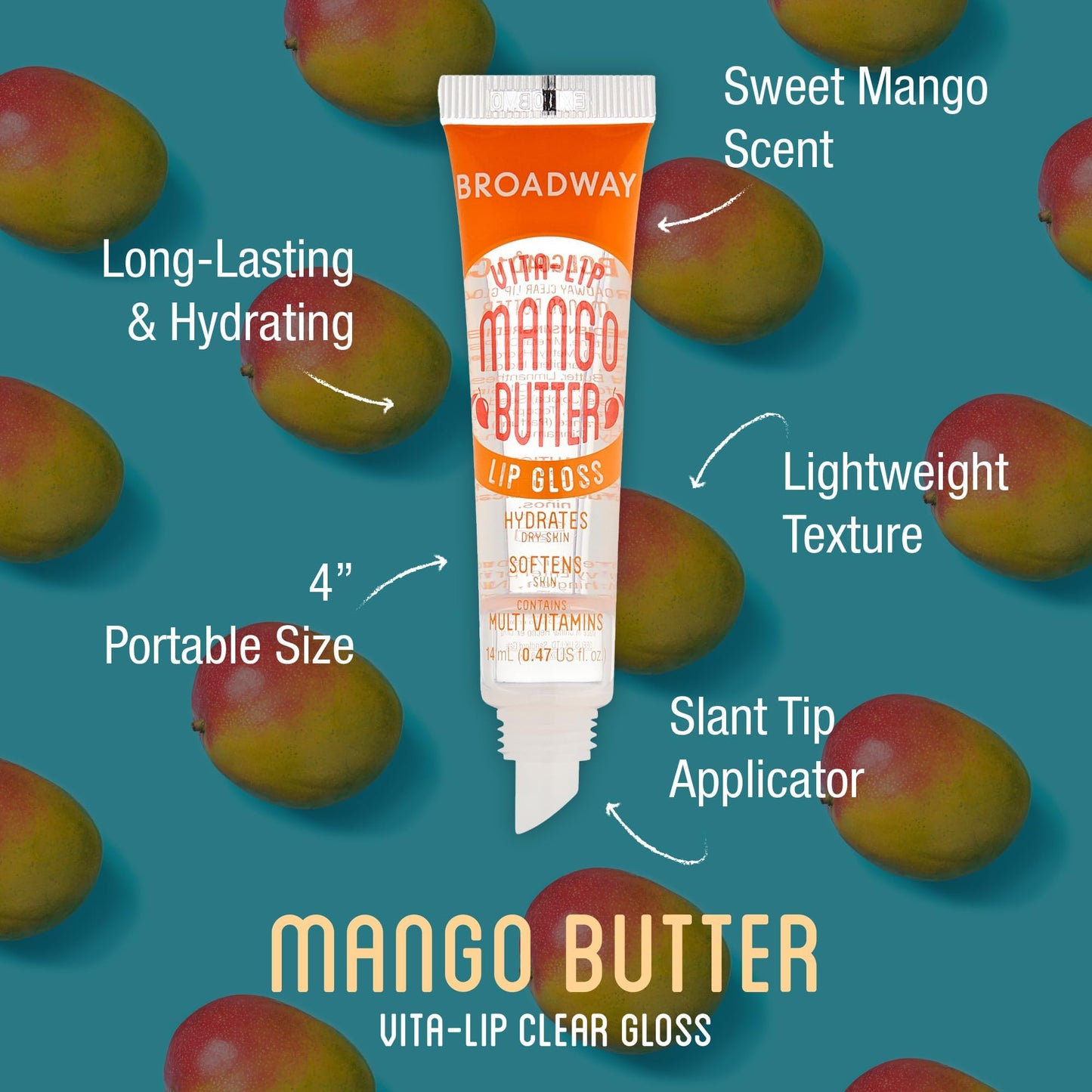 Ruby Kisses Broadway Vita-Lip Clear Lip Gloss (Mango Butter 6 Pack), Ultra-Hydrating & Soothing Formula with Multi-Vitamin Oils, High-Shine Non-Sticky