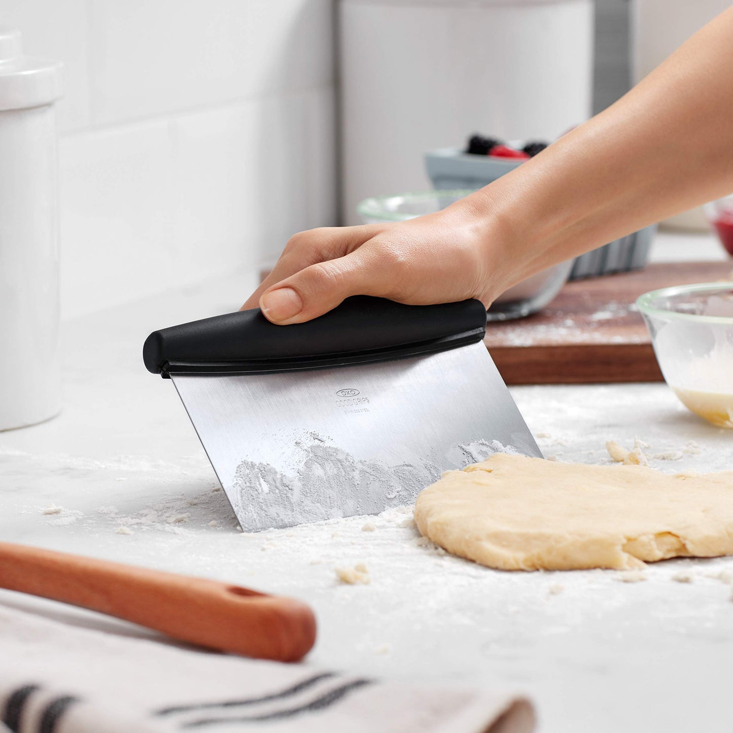 OXO Good Grips Stainless Steel Bench Scraper & Chopper, Dough Cutter for Baking