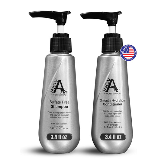 Inova Professional Silk Keratin Shampoo & Conditioner Set - Smooth Protection Sulfate-Free Shampoo & Smooth Hydration Conditioner (3.4 Oz), gray Beauty & Personal Care Inova Professional