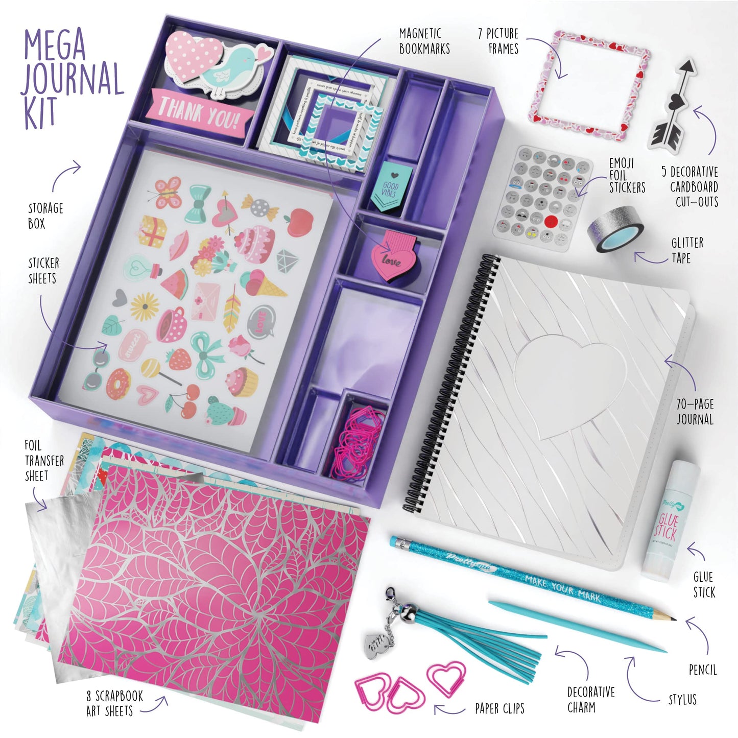Pretty Me DIY Journal Kit for Girls – Scrapbook & Diary Art Set, Fun Crafts Gift for Tweens Ages 8–14, Birthday or Holiday Present