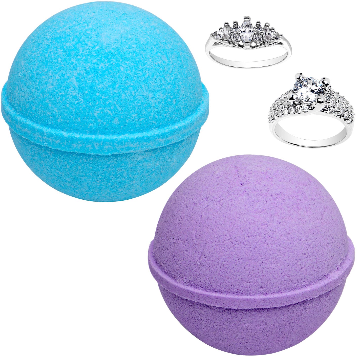 Ocean Breeze Lavender Bath Bombs Gift Set of 2 with Size 9 Ring Surprise Inside Each Made in USA
