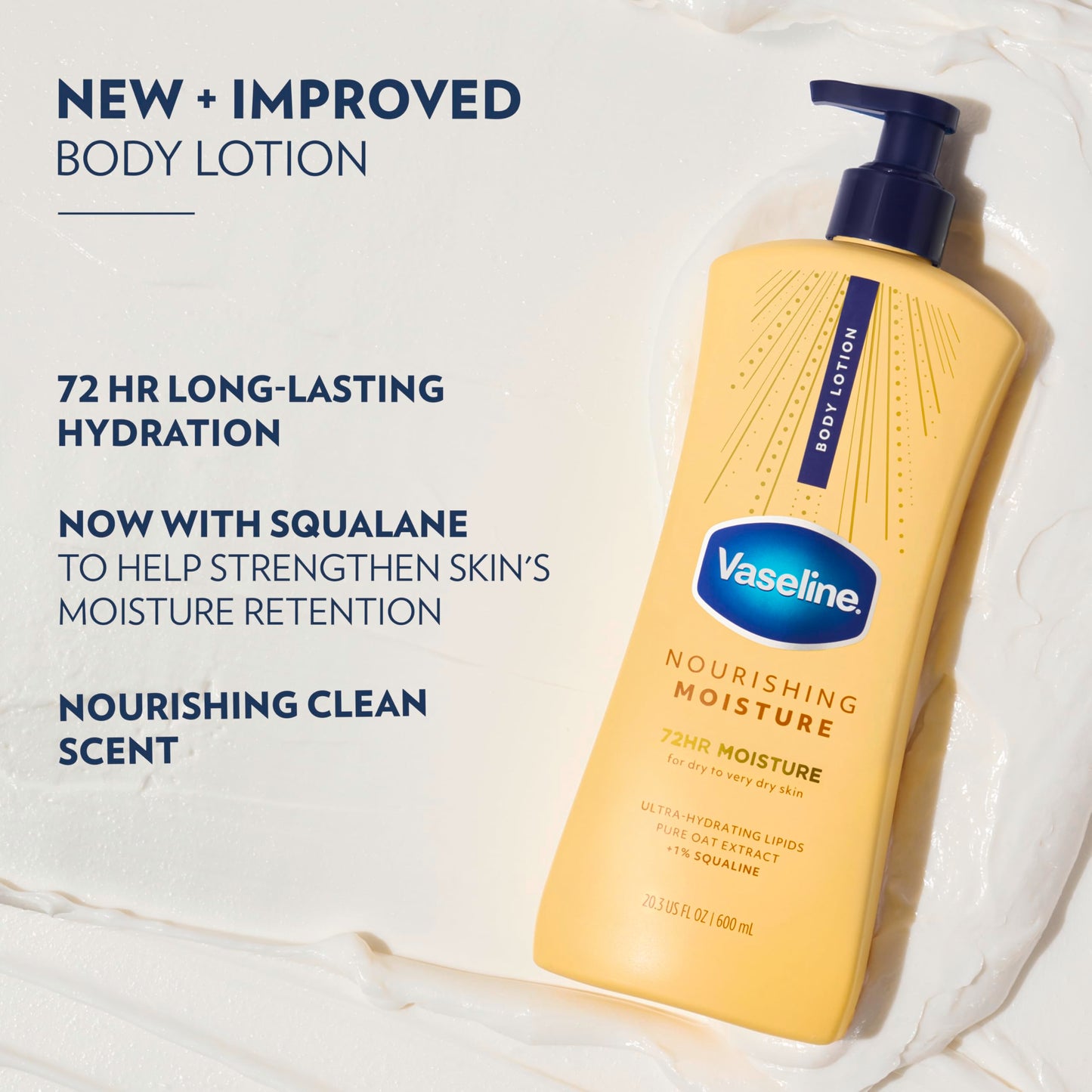 Vaseline Nourishing Moisture Nourishing Moisture Body Lotion for Dry Skin, Made with Ultra-Hydrating Lipids + Pure Oat Extract for Nourished