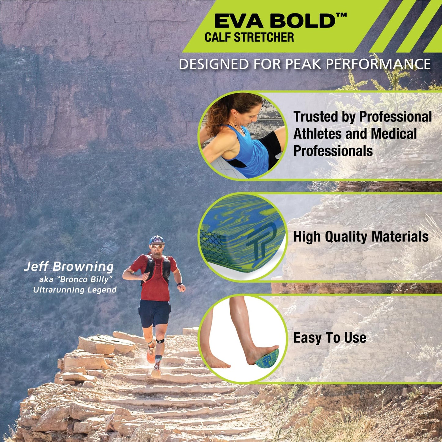 Pro-Tec Calf Stretcher, Blue, Green, Fitness, Balance Memory Foam, Recovery Training, Textured Surface, Toning, Calf Flexibility, Achilles Tendon…