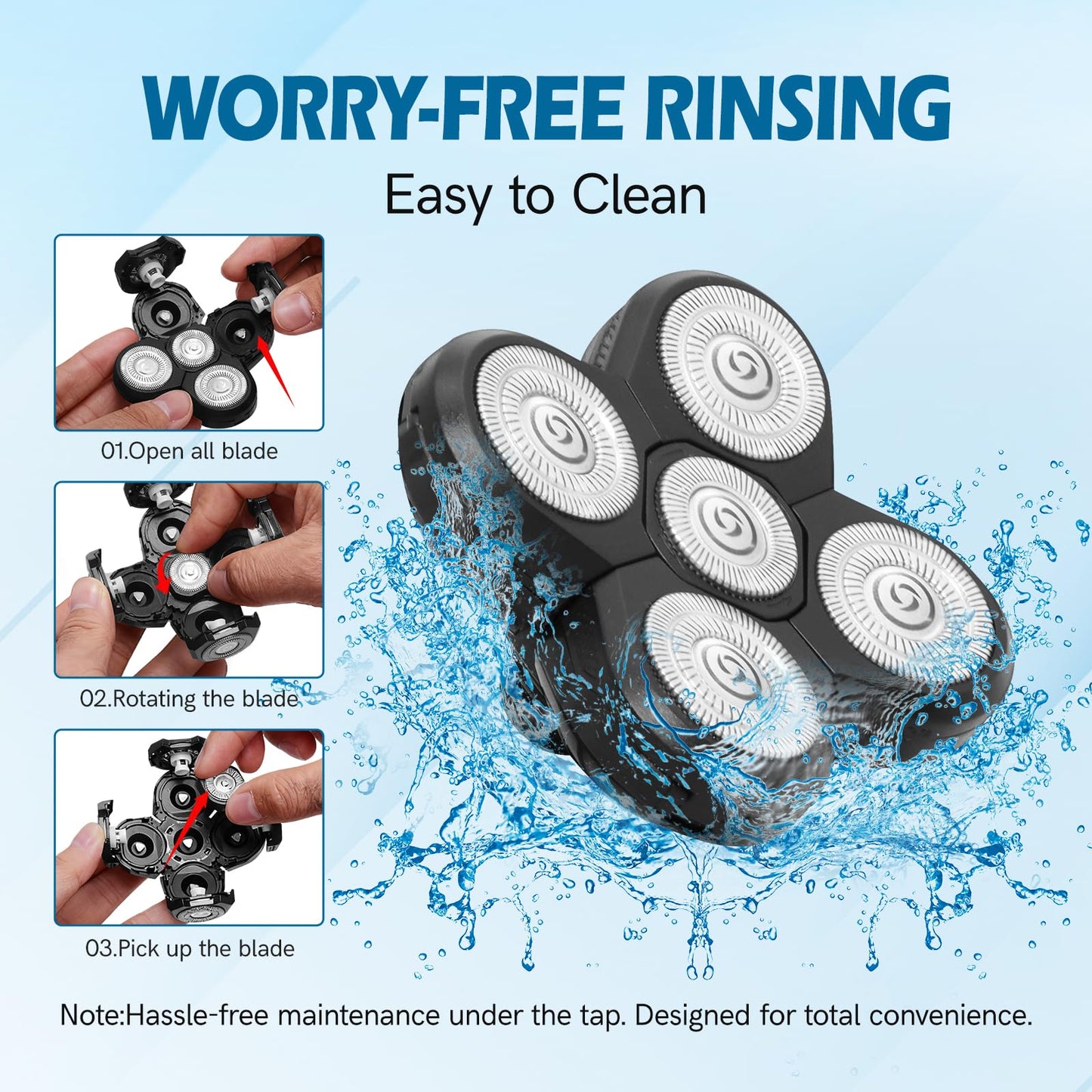 5 Pack Replacement Blades for Freebird Head Shaver | 5-Blade Electric Razor Refills for Bald Men Freedom Grooming + 1 Cleaning Brush Beauty and Personal Care NXPPYY