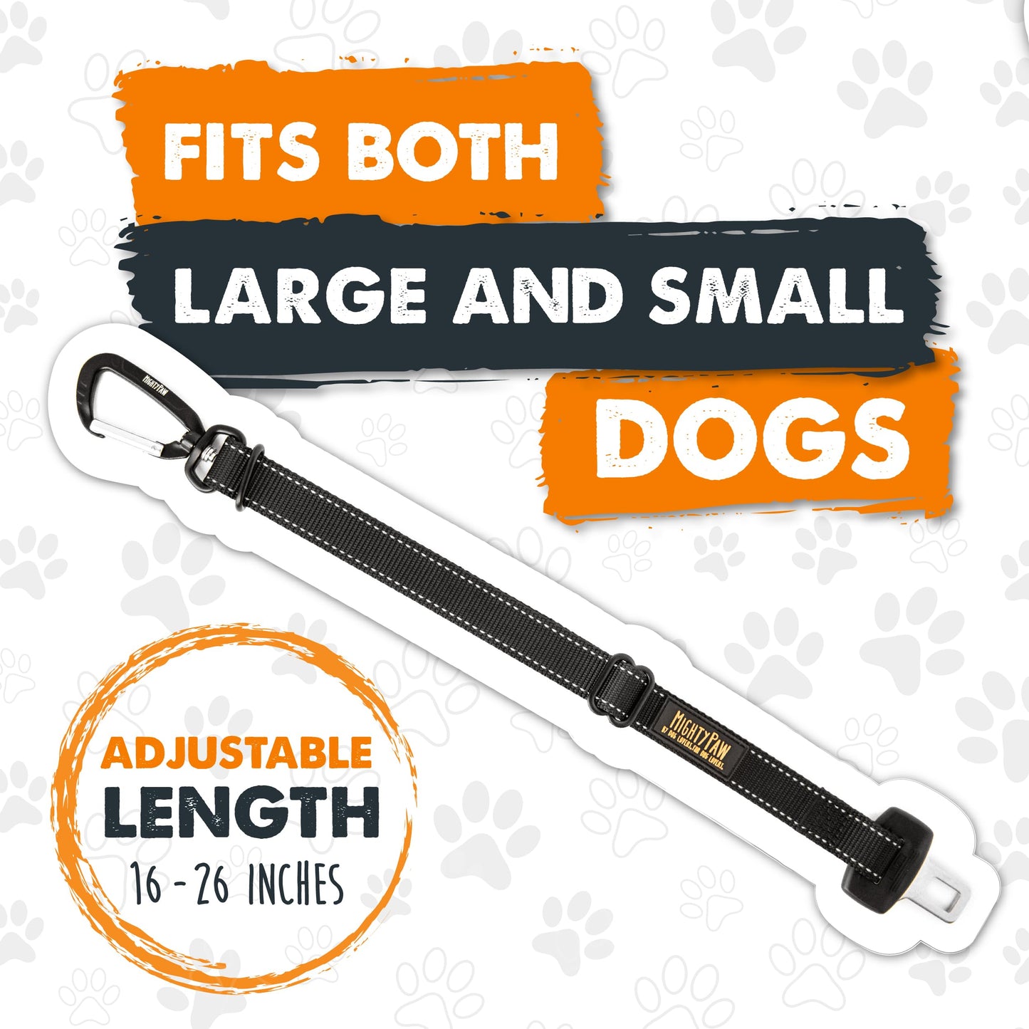 Mighty Paw Dog Seat Belt for Car – Heavy-Duty, Adjustable with Aviation Grade Aluminum Carabiner, Ensures Safe, Distraction-Free Driving for All Pet Sizes