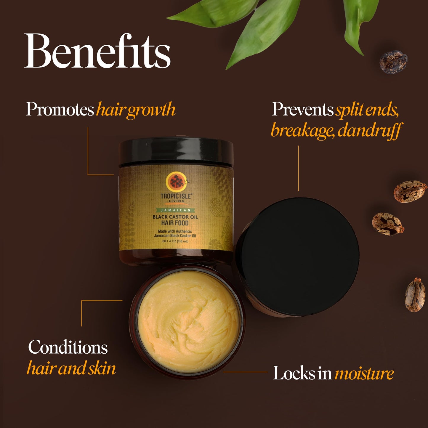 All Natural Black Castor Oil Hair Food | moisturize, thicken, strengthen & increase hair growth | Traditional Handmade Jamaican Black Castor Oil