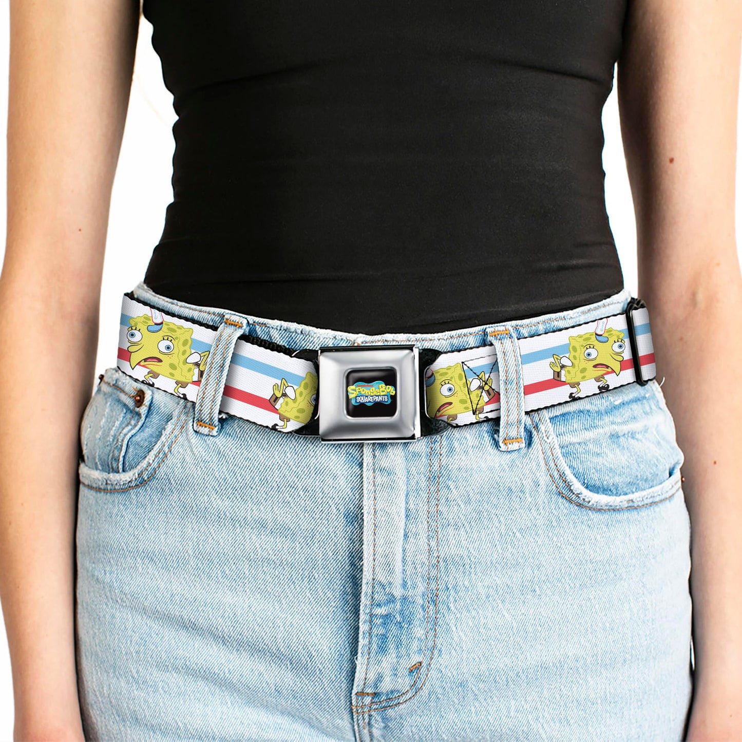 Buckle-Down Standard Seatbelt Belt Spongebob Squarepants Regular, 1.5" Wide-Fits Pant Size 24-38