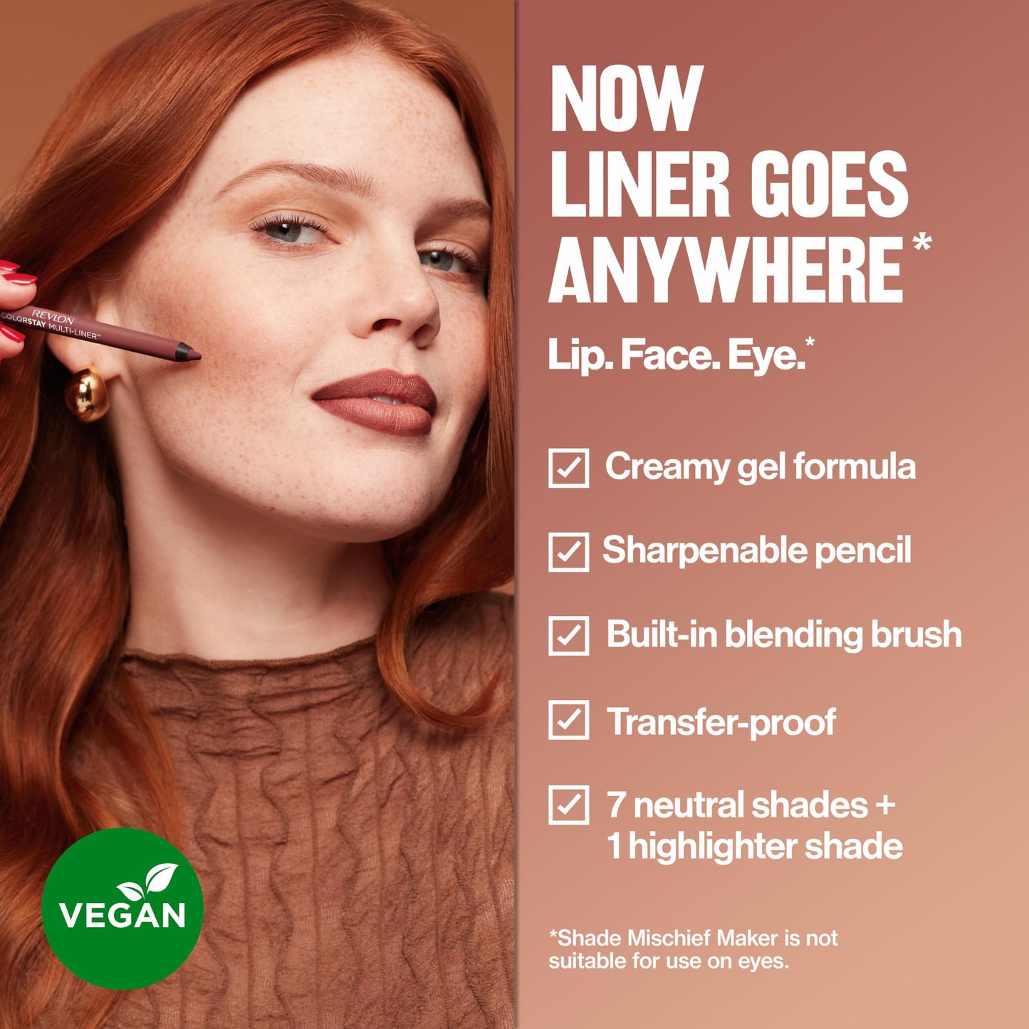 Revlon ColorStay Multi-Liner, Creamy Formula, Multiuse For Lips, Eyes & Face, Stocking Stuffer for Women, 010 Mischief Maker