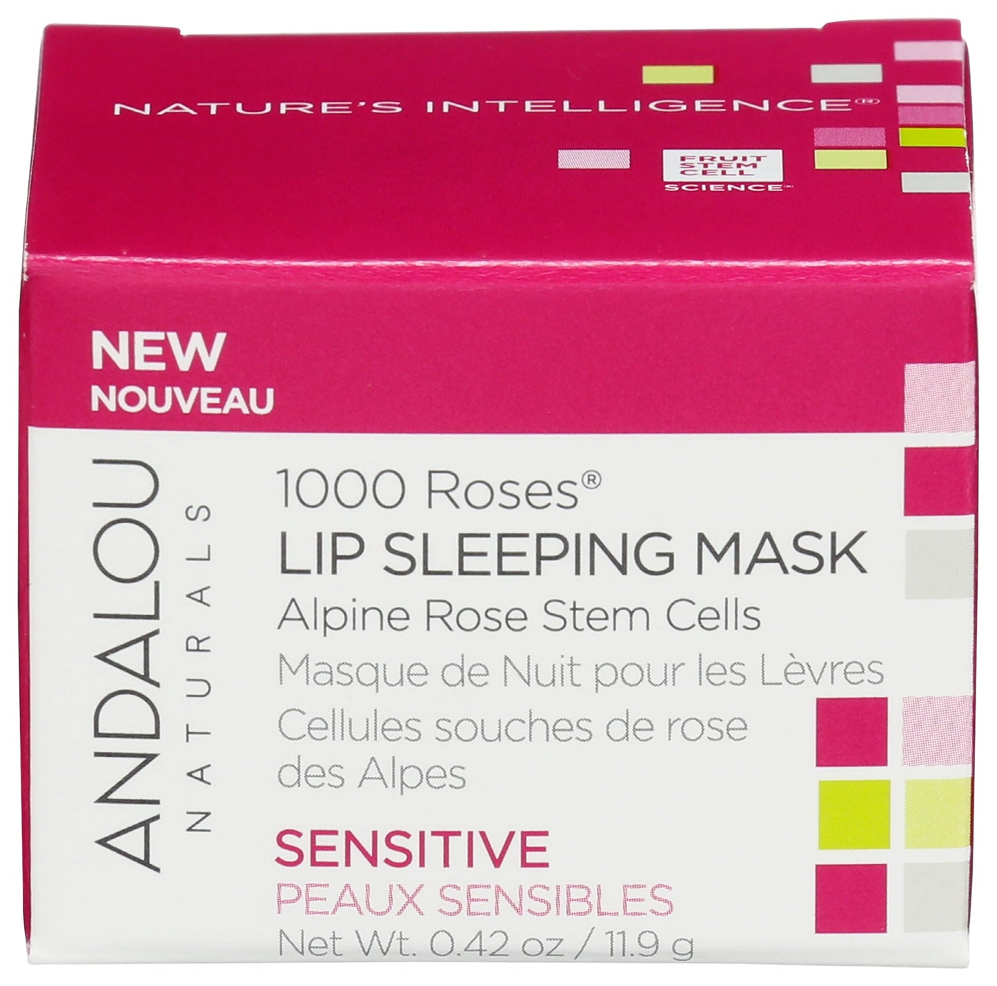 Andalou Naturals Mask 1000 ROSES, Overnight Sleeping Mask for Dry, Chapped Lips, Plumping, Hydrating & Soothing Balm with Alpine Rose Stem Cells