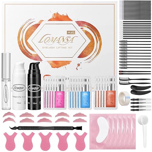 Lomansa Lash Lift and Black Kit, Instant Fuller Eyelash Lift Brow Lamination Kit with Black Colors, Fast Quick Lifting and Voluminous Coloring