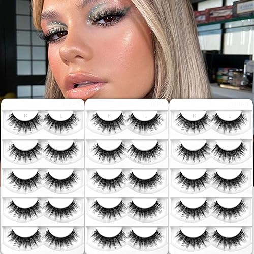 Eliace False Eyelashes Natural look Cat Eye Lashes Wispy Strips 15 Pairs 3D Mink Lashes Fake Eyelashes Faux Fluffy,Winged Fox Eyelashes, Soft Thin