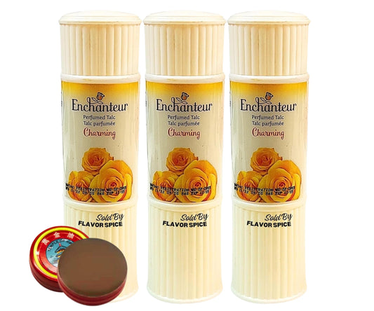 Enchanteur Charming Perfumed Powder 125g (3 Packs) | with 1 Free Essential hot Balm Beauty & Personal Care Flavor Spice