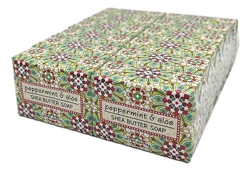 Greenwich Bay Trading Co., Peppermint and Aloe Shea Butter Soap, Set of 12 Bars, 2 Ounces Each