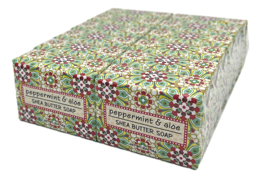 Greenwich Bay Trading Co., Peppermint and Aloe Shea Butter Soap, Set of 12 Bars, 2 Ounces Each