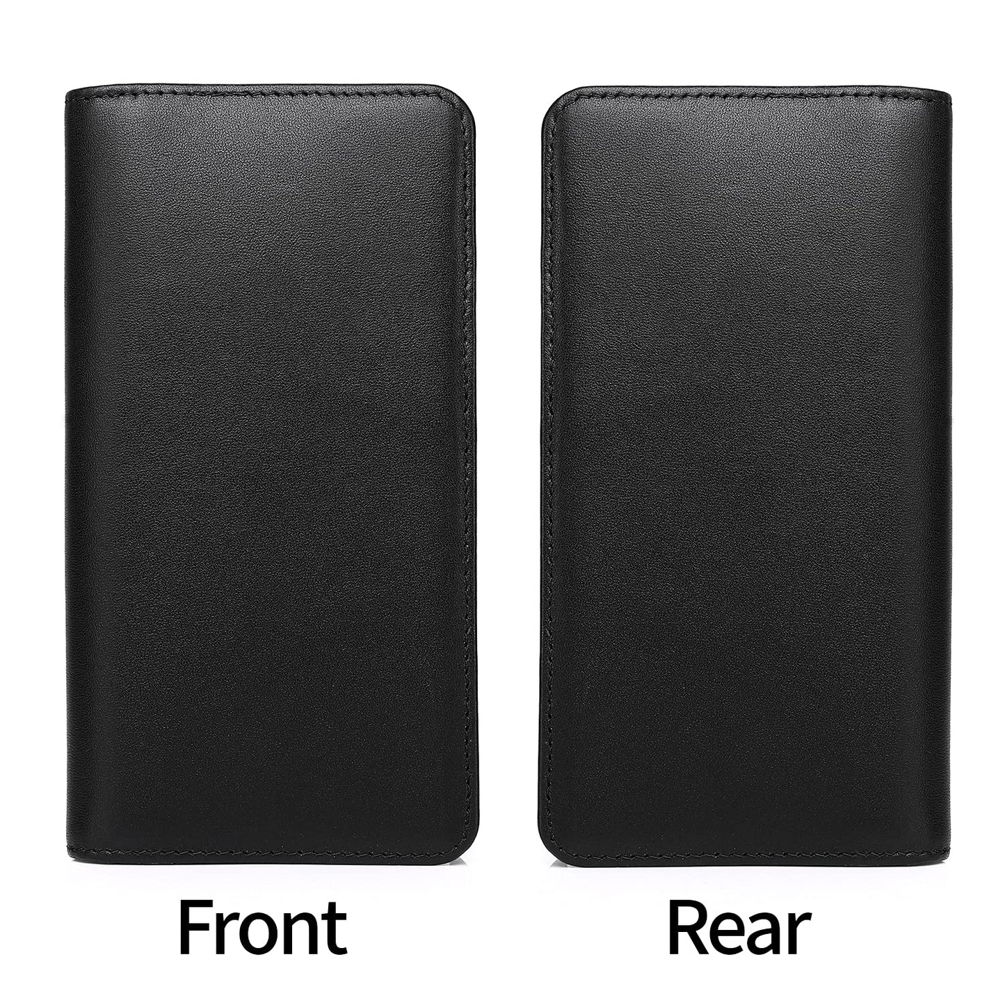 LLi Cufite Italian Calfskin Genuine Leather Checkbook Cover Deluxe Minimalist with Plastic Insert Flap Pen Loop & Strap for Men Women