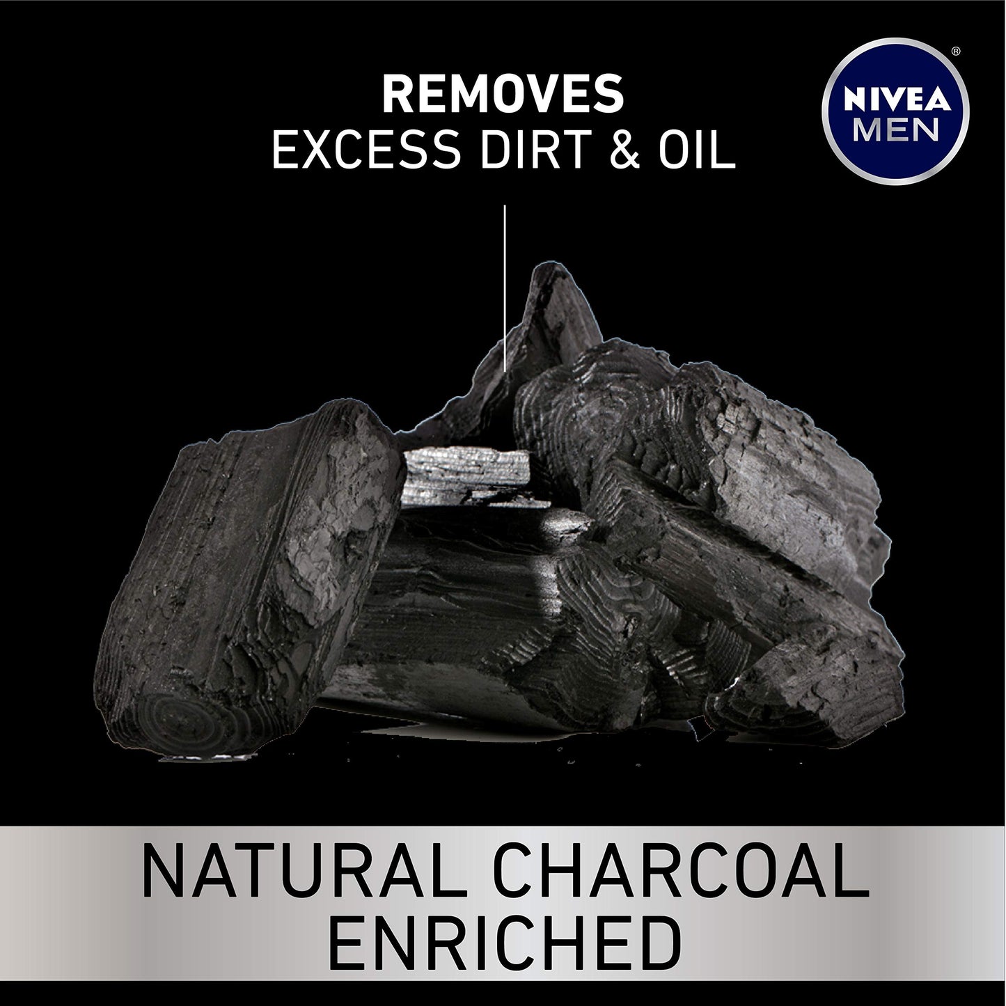 NIVEA MEN DEEP Cleansing Beard and Face Wash, Enriched with Natural Charcoal, 3 Pack of 3.3 Fl Oz Tubes