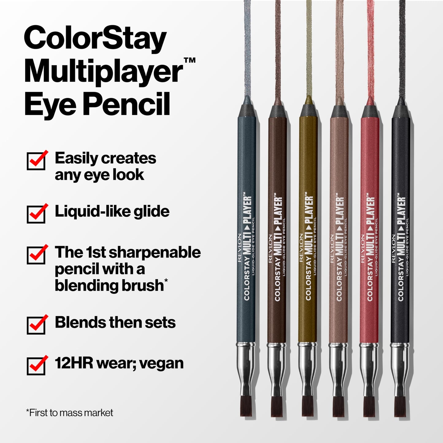 REVLON ColorStay Multiplayer Liquid-Glide Eye Pencil, Multi-Use Makeup With Blending Brush, Blends Then Sets, Creamy Texture, Waterproof