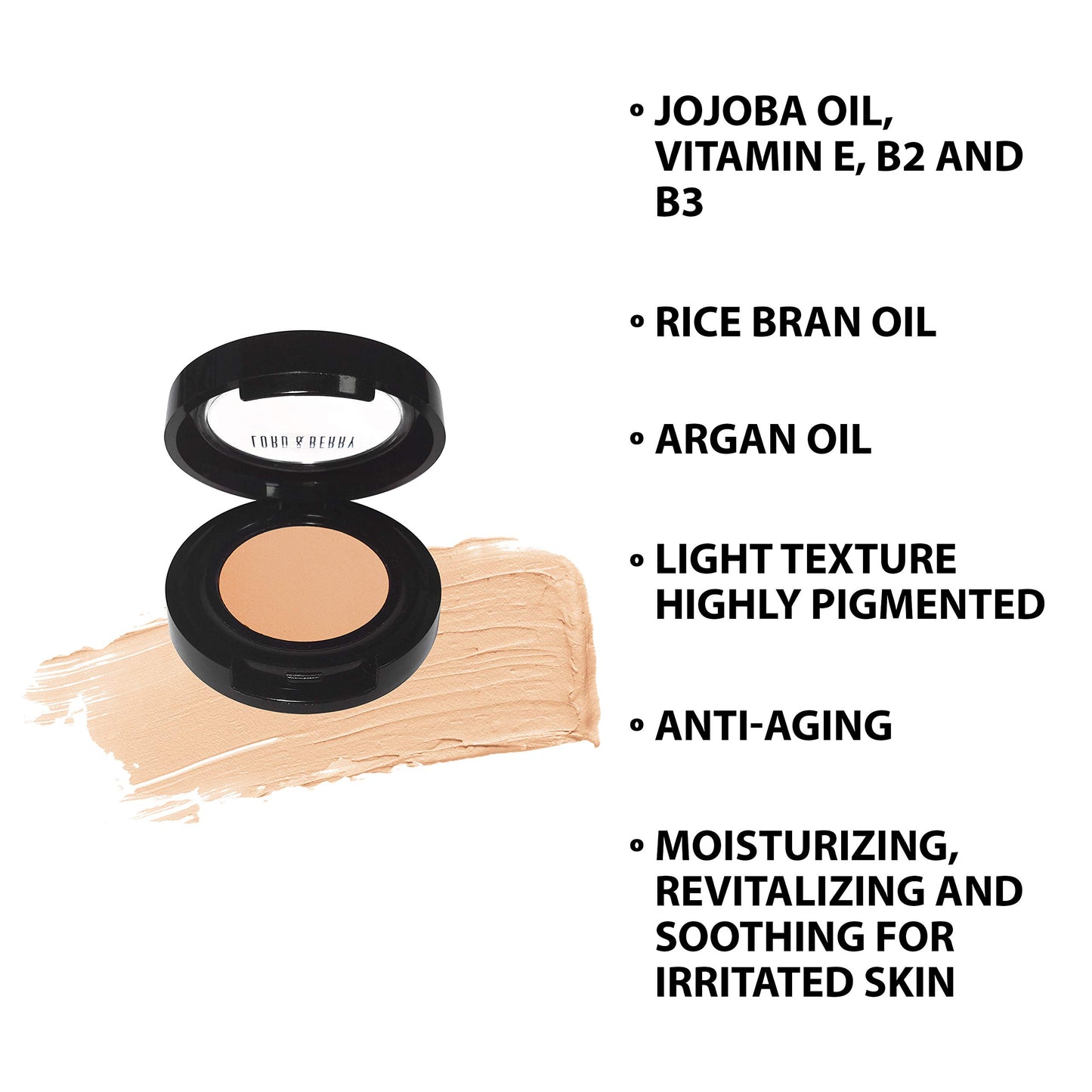 Lord and Berry FLAWLESS Compact Cream Concealer Foundation With Enriched Vitamin E, B2 and B3, Cool Sand