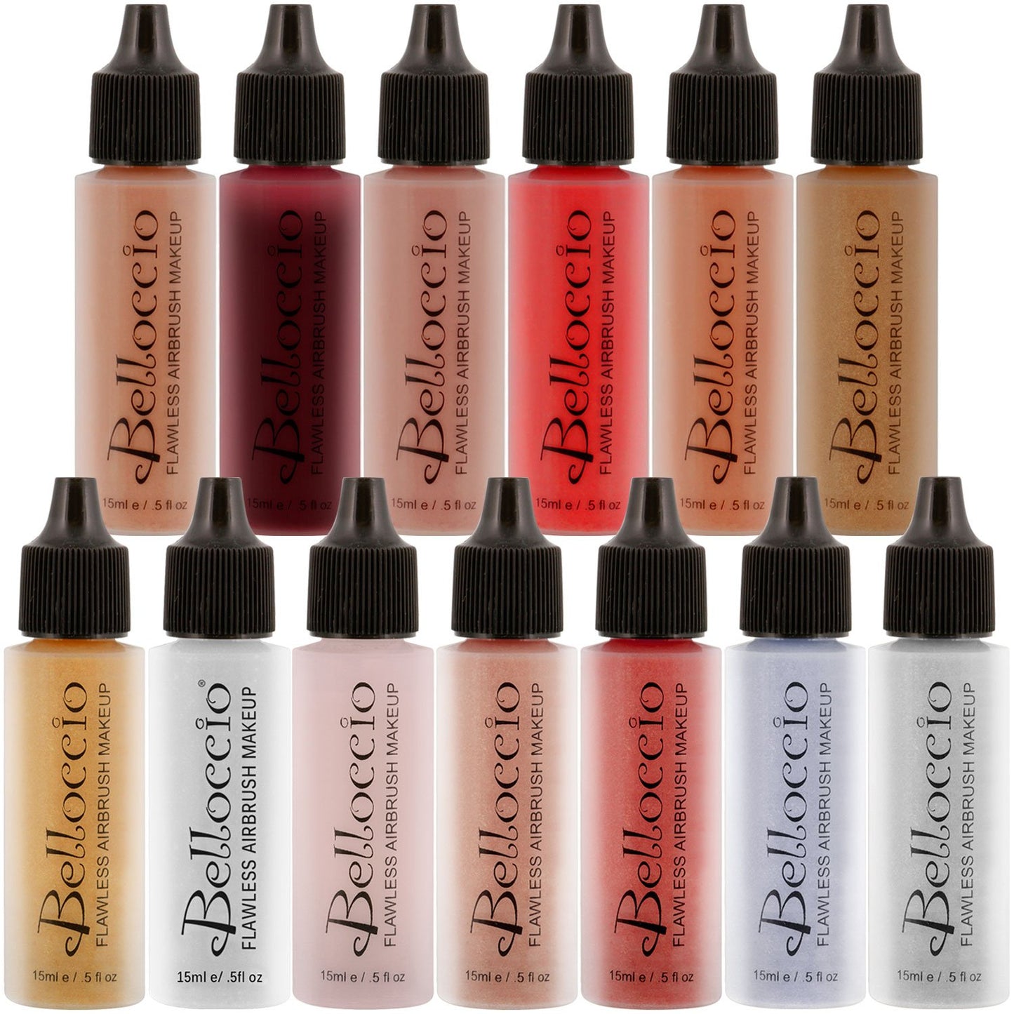 Belloccio Master Set of All 13 Blush, Bronzer & Shimmer Color Shades within Belloccio's Professional Flawless Airbrush Makeup Product Line (13