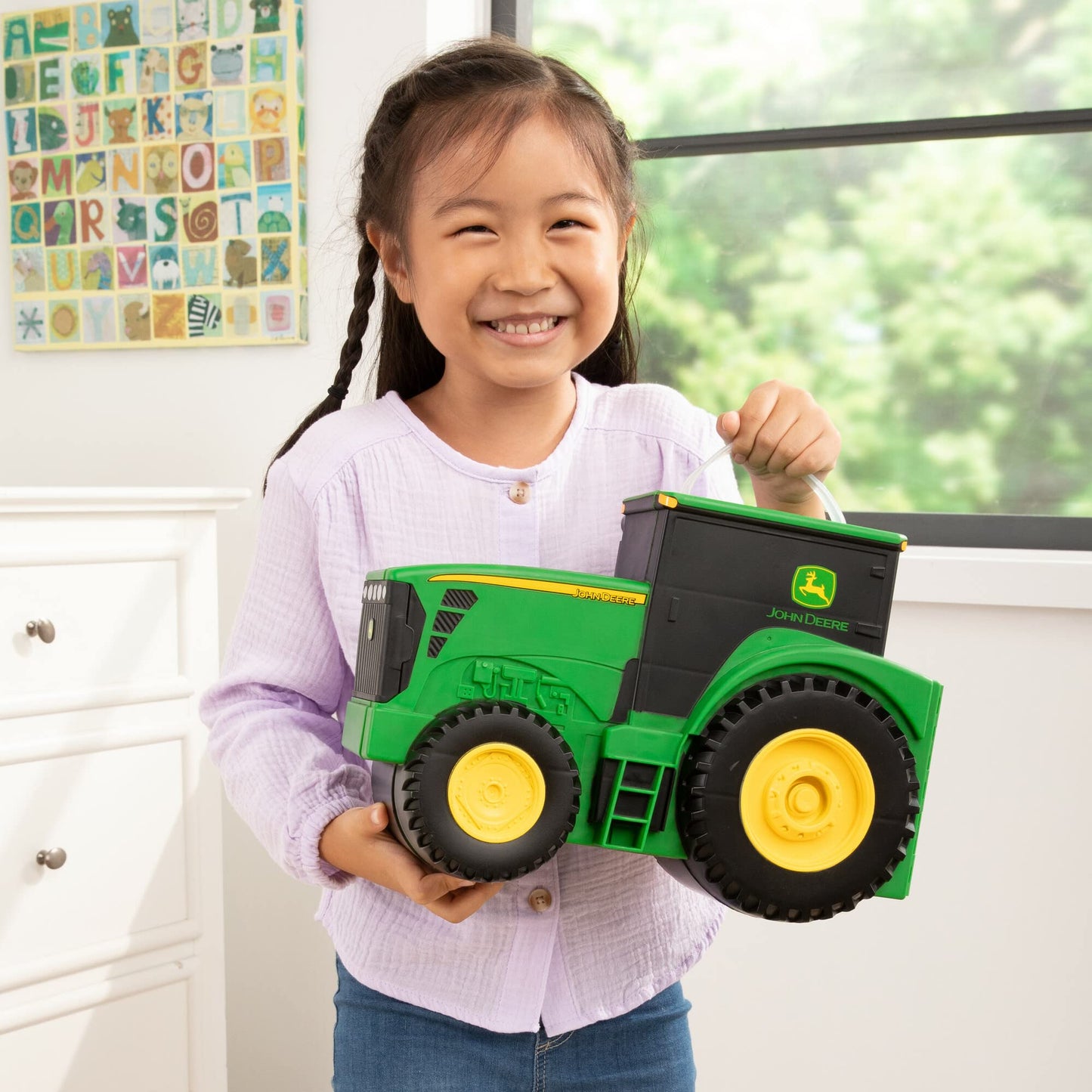 TOMY John Deere Tractor Toys - Value Set and Carrying Case - Portable Tractor-Shaped Carrying Case with 10 Compartments - Farm Toys - 18 Count - 3…