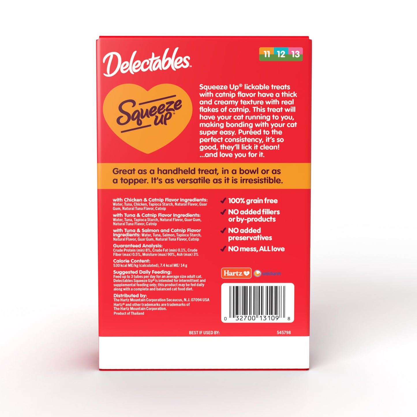 Delectables Squeeze Up Catnip Variety Pack – Creamy Lickable Cat Treats, Grain-Free, No Fillers or Preservatives – 20 Tubes, 0.5oz Each