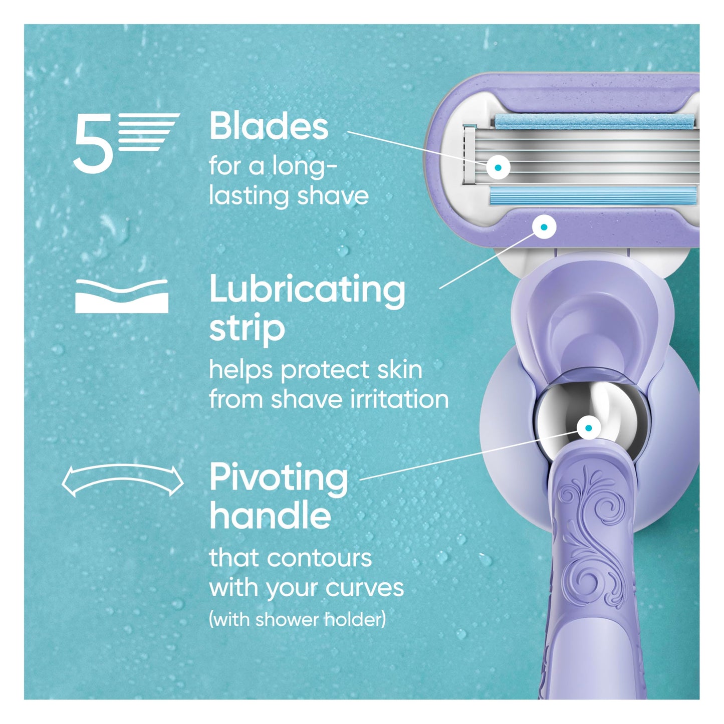 Gillette Venus Razor for Women, Extra Smooth Contour, Includes 1 Reusable Razor Handle + 4 Count 5-Bladed Razor Refills, with Flexiball Pivoting Beauty and Personal Care Gillette Venus