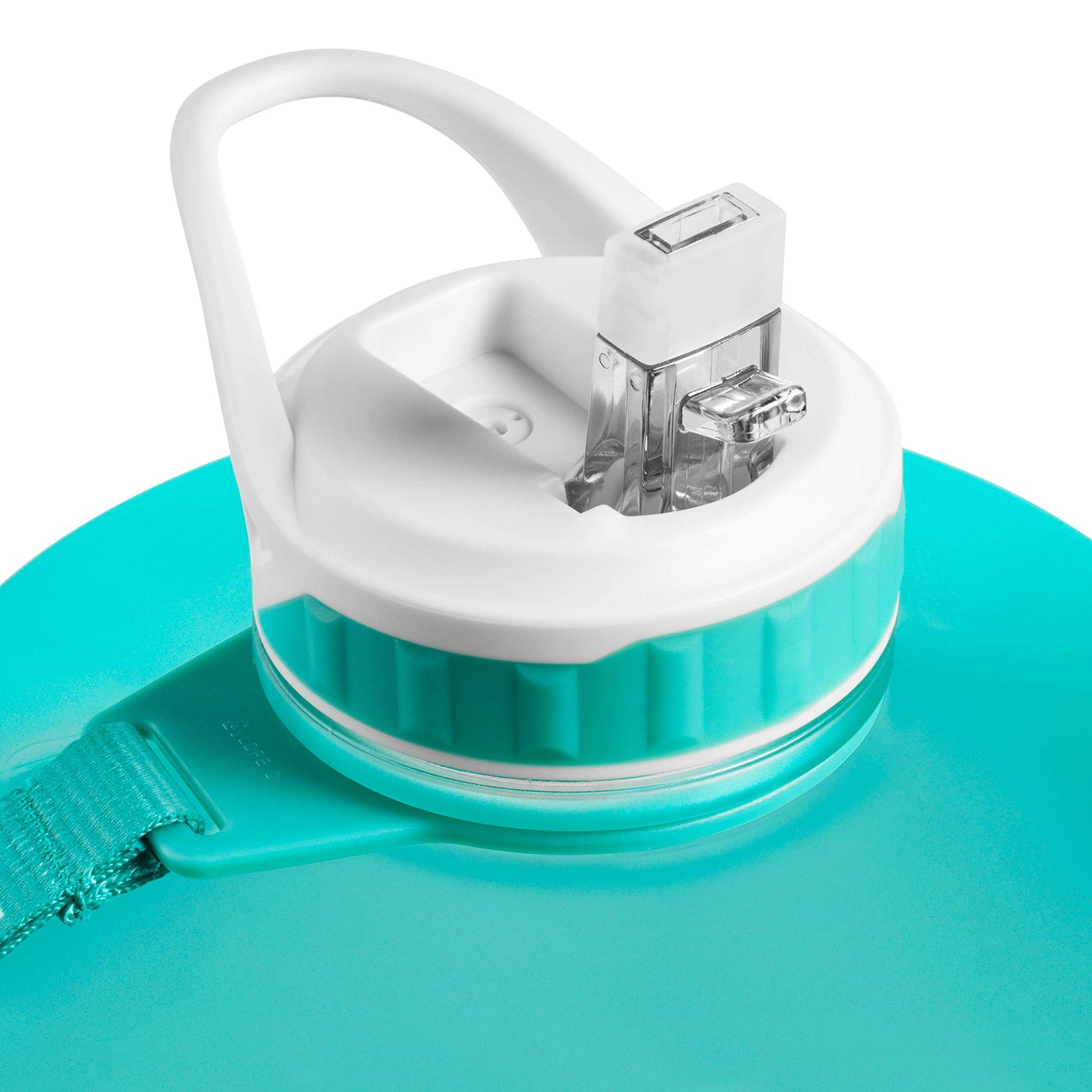 NatureWorks HydroMATE 64 oz Water Bottle with Time Markers BPA Free Reusable Leak Proof Jug with Straw and Handle 64 oz (Turquoise Purple)