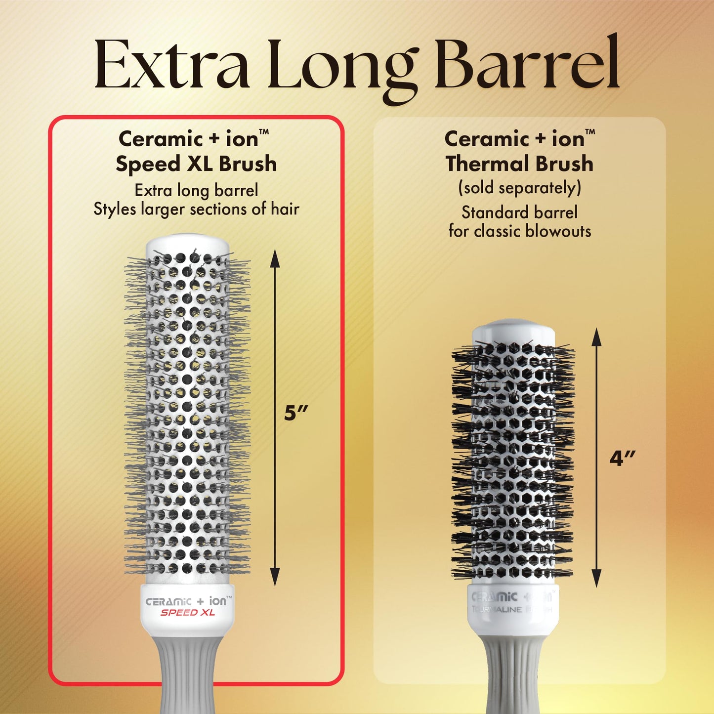 Olivia Garden Ceramic + Ion Speed XL - Extra-Long Round Thermal Hair Brush - Not Electrical - Professional Blowout Brush for Normal to Thick Hair - 1