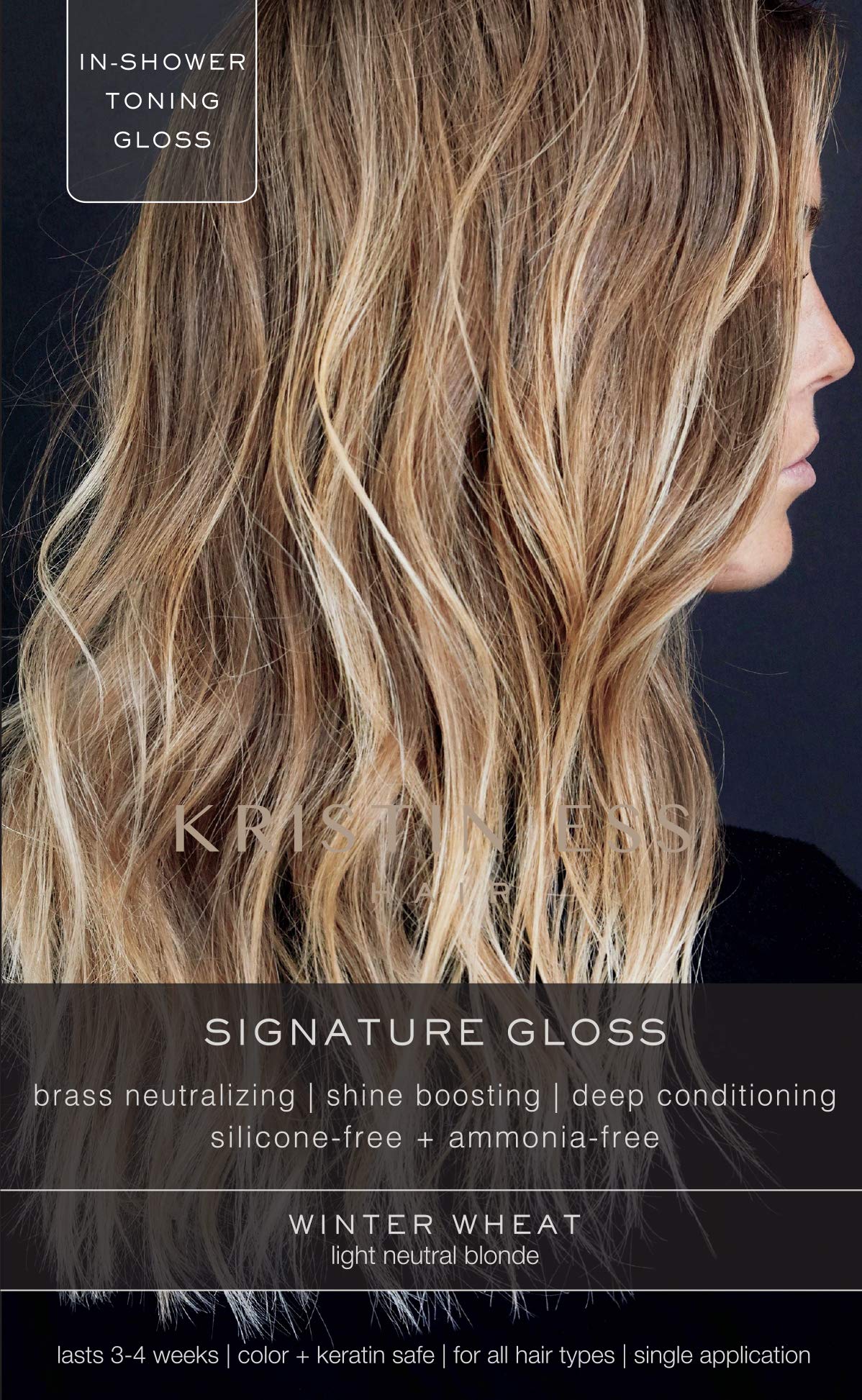 Kristin Ess Hair Gloss in Winter Wheat Light Neutral Blonde - 4 Wk Semi Permanent Hair Color for Women - Light Blonde Color Depositing Conditioner