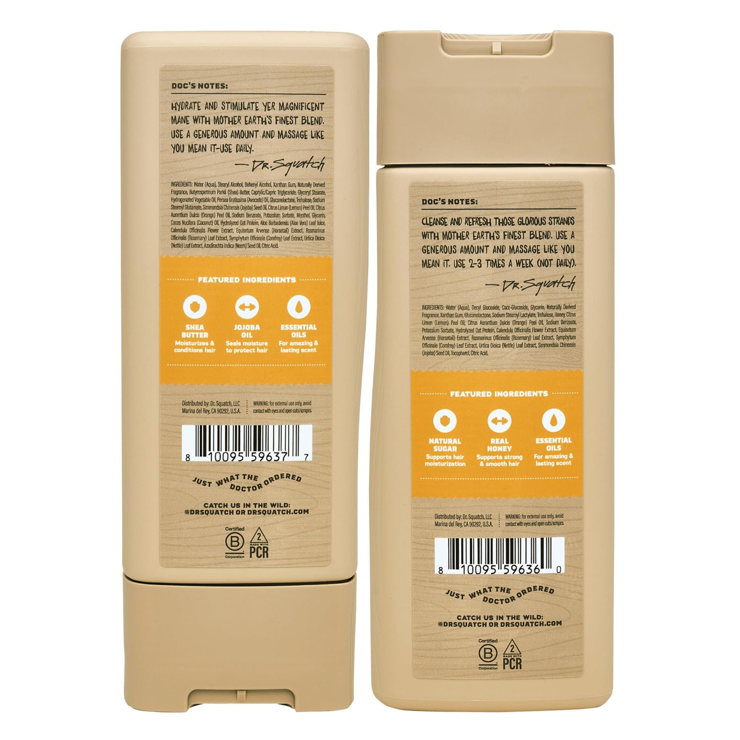 Dr. Squatch Men's Natural Shampoo and Conditioner Set - Sulfate & Paraben Free Natural Shampoo and Conditioner for Men - Scalp Nourishing Formula