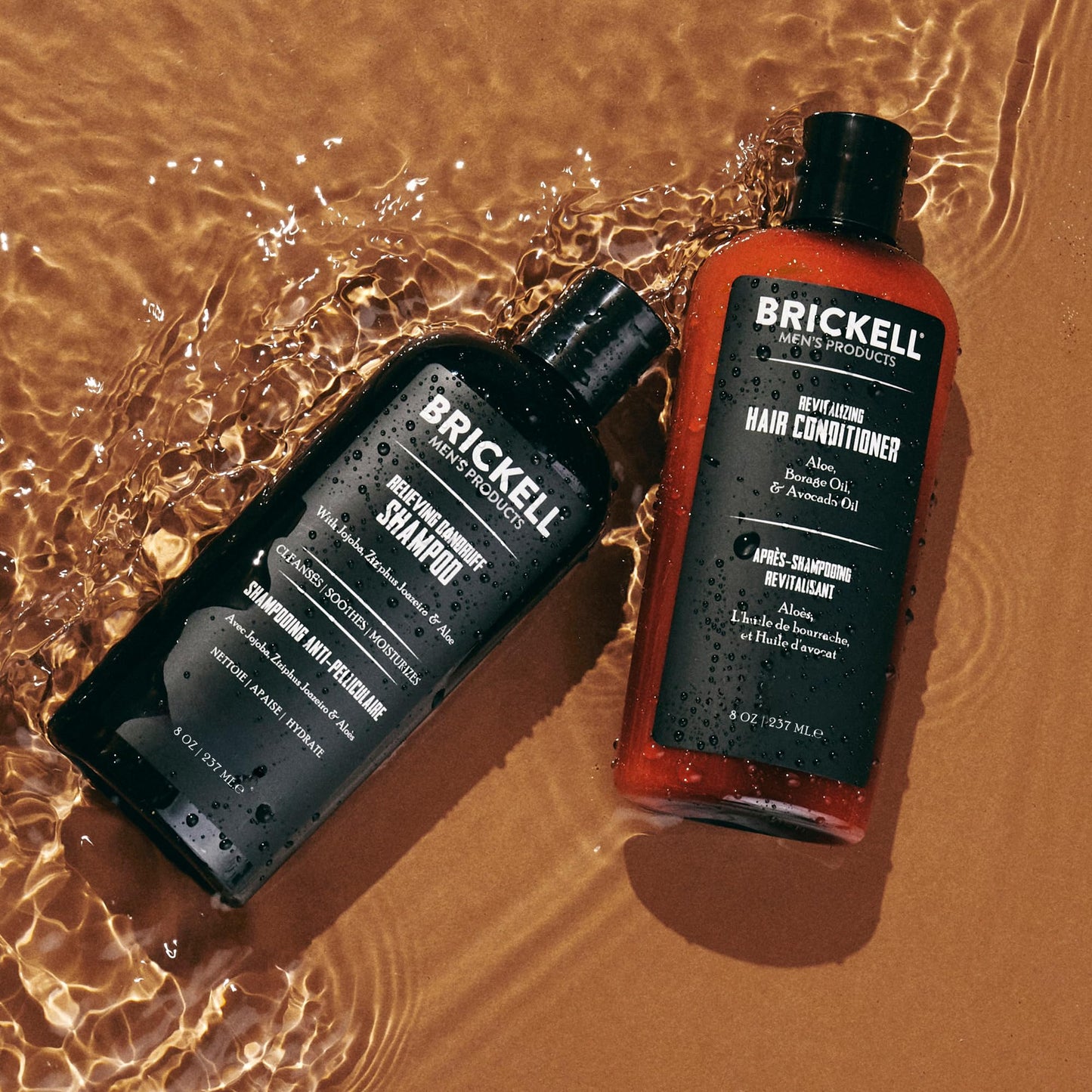 Brickell Men's Daily Relieving Hair Care Routine, Dandruff Shampoo & Conditioner Set For Men, With Salicylic Acid, Jojoba, and Zizyphus Joazeiro