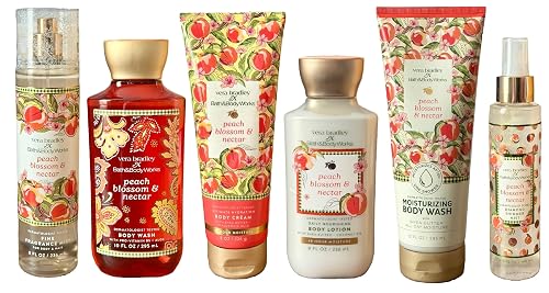 Bath & Body Works Peach Blossom and Nectar 6 Piece Body Care Set - Mist, Cream, Lotion, Shower Gel, Moisture Body Wash, and Shimmer Mist - FULL SIZE Beauty & Personal Care Bath & Body Works